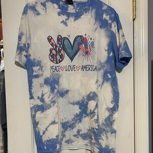 Blue and White Tie-Dye Graphic T-Shirt